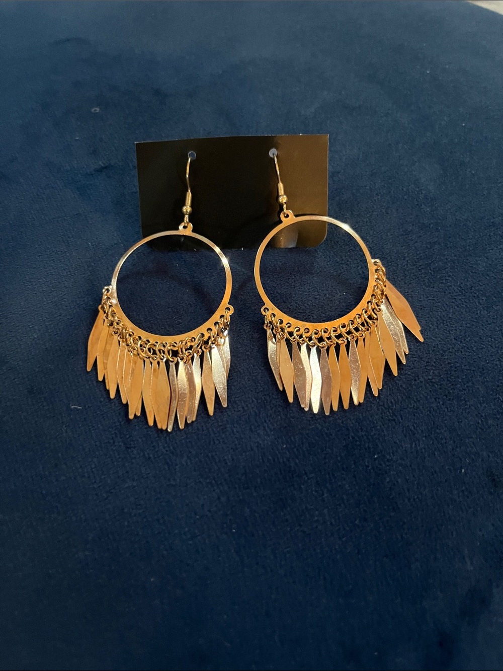 Gold Dangling Fringe Hoop Earrings for Women